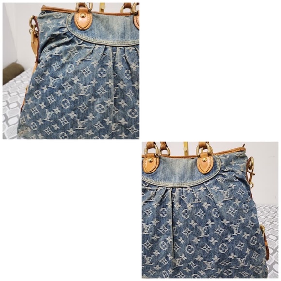 Authentic Louis Vuitton Denim Monogram Denim Neo Cabby MM Bag Blue - Picture 13 of 16